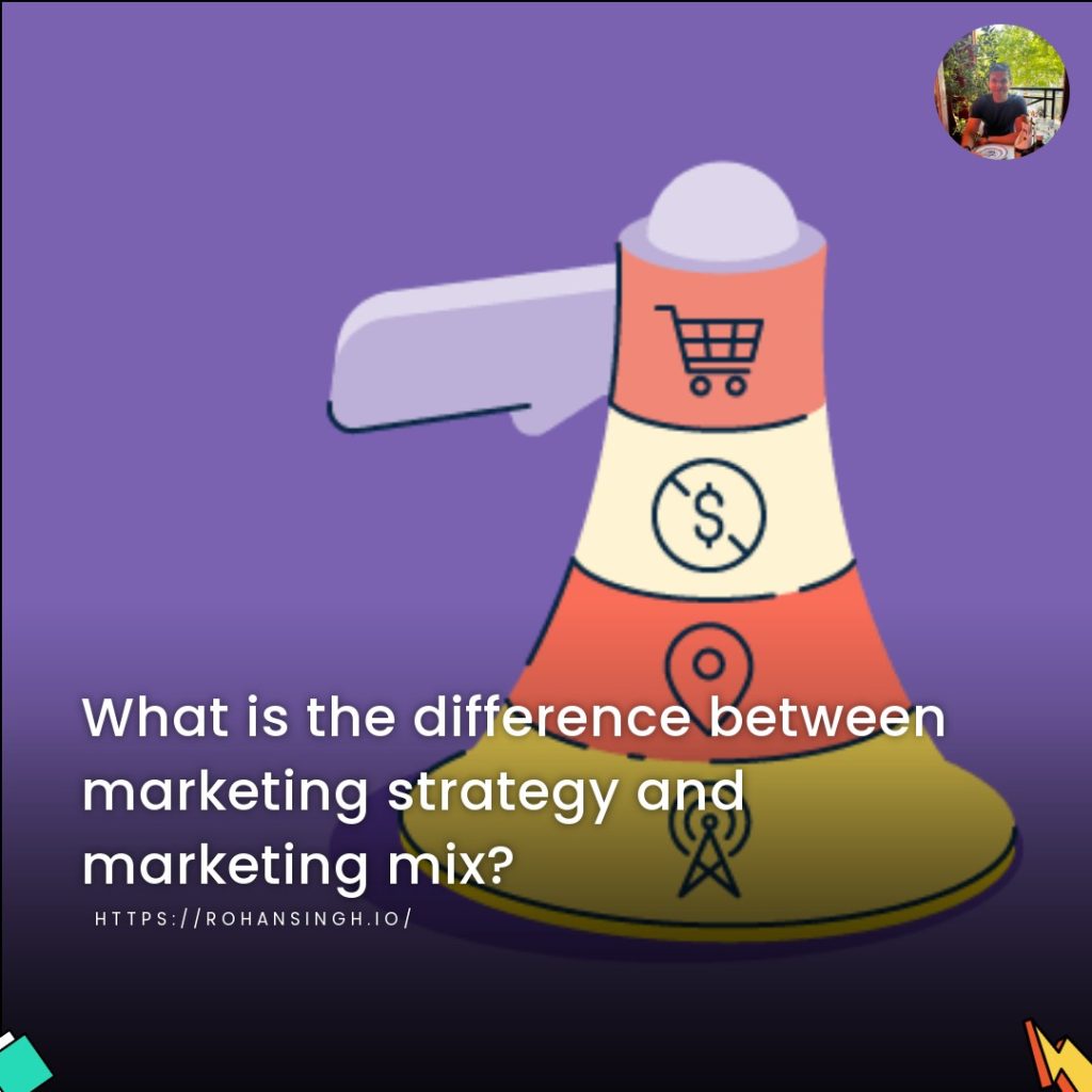 What is the difference between marketing strategy and marketing mix?