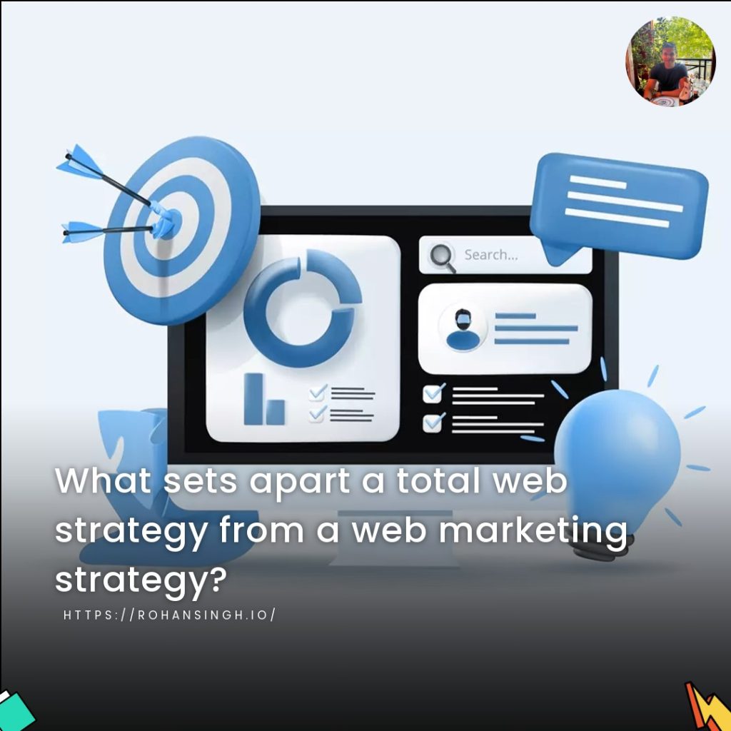 What sets apart a total web strategy from a web marketing strategy?