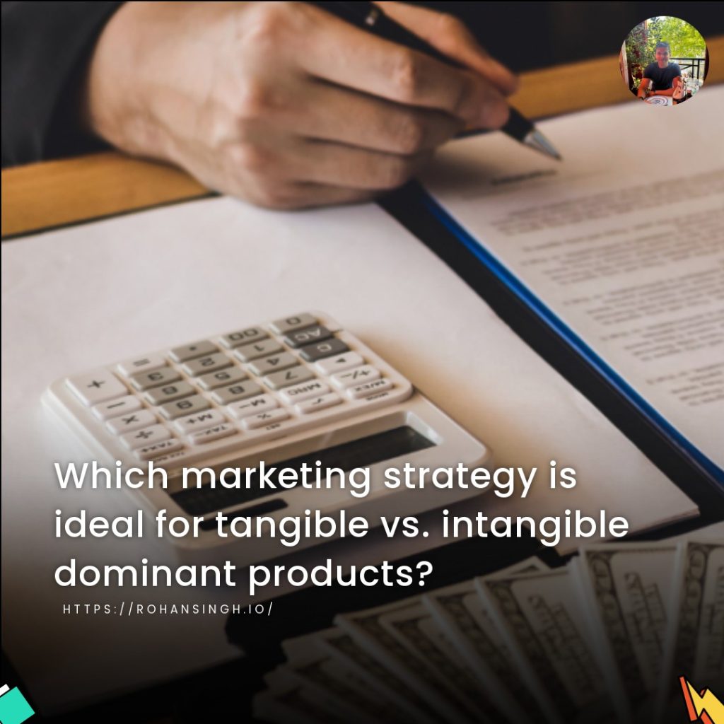 Which marketing strategy is ideal for tangible vs. intangible dominant products?