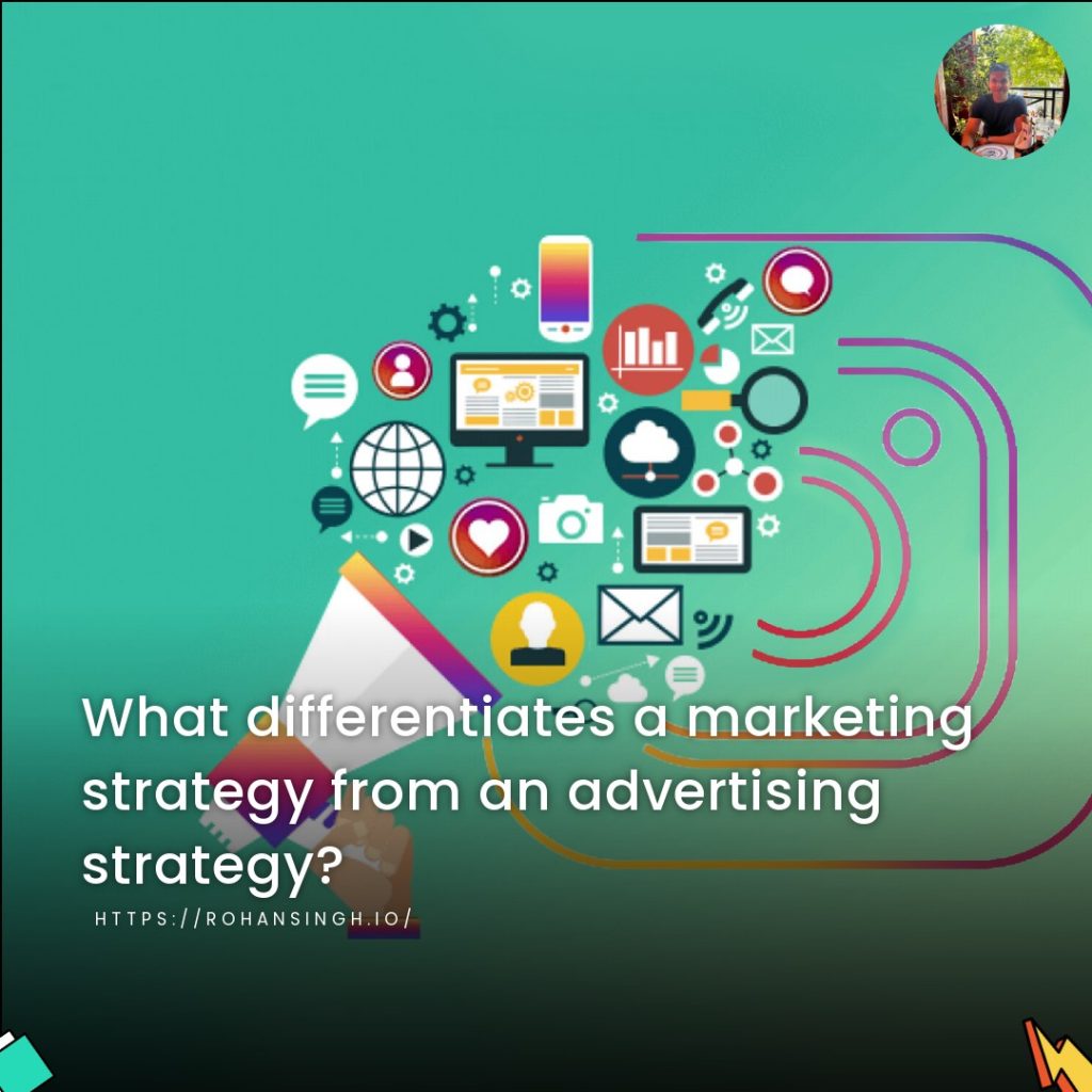 What differentiates a marketing strategy from an advertising strategy?